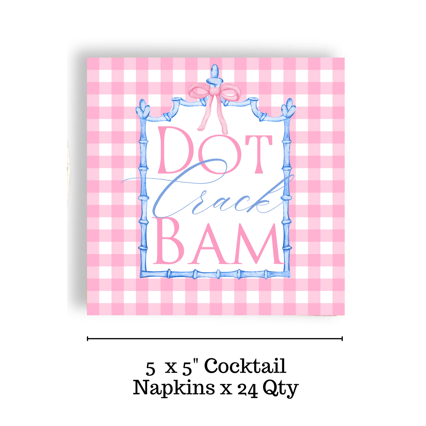 Dot Crack Bam--Mahjong Pink Plaid 24ct Cocktail Napkin Separates (3ply)