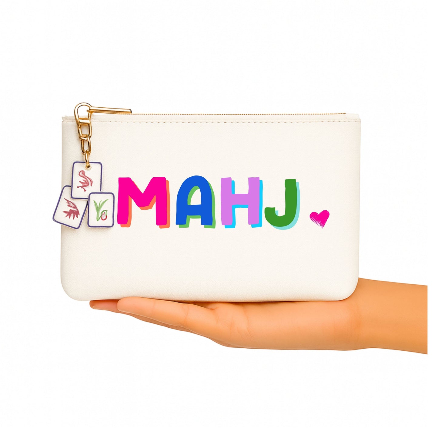 Pink Mahjong Bag | Canvas Mahjong bag w/ tile zipper