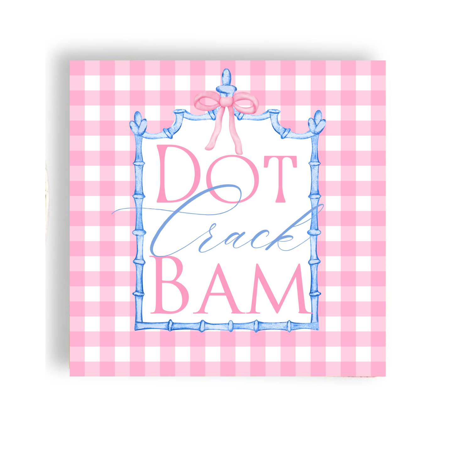 Dot Crack Bam--Mahjong Pink Plaid 24ct Cocktail Napkin Separates (3ply)