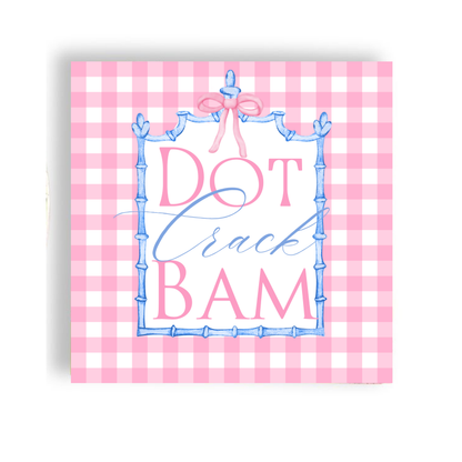 Dot Crack Bam--Mahjong Pink Plaid 24ct Cocktail Napkin Separates (3ply)