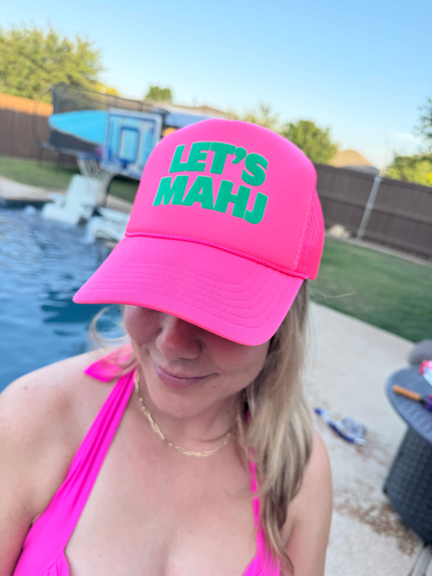 Neon LETS MAHJ Trucker Hat