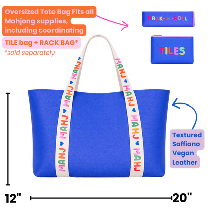 Mahjong Tote Bag Mahjong Tile Bag Leather | Blue