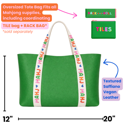 Mahjong Tote Bag Mahjong Tile Bag Leather | Green
