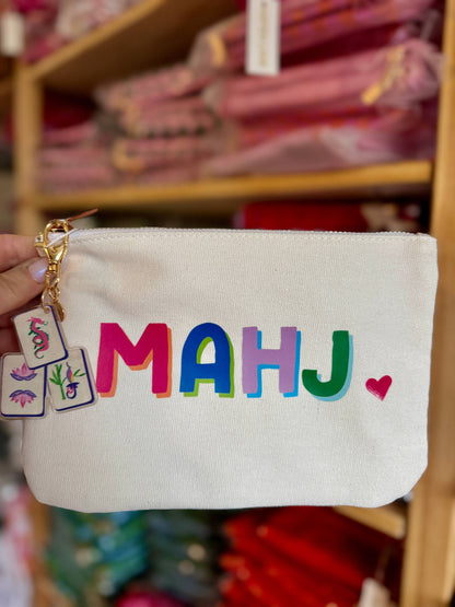 Pink Mahjong Bag | Canvas Mahjong bag w/ tile zipper