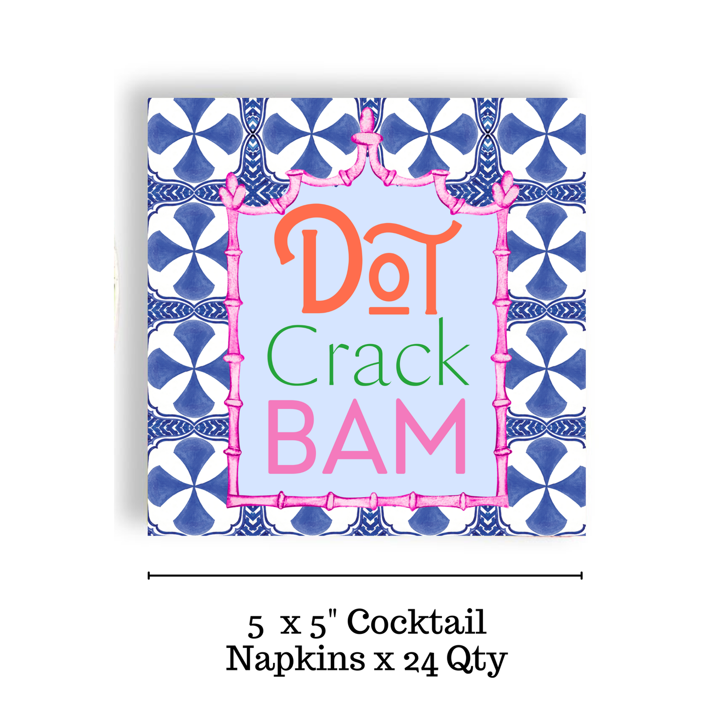 Dot Crack Bam--Mahjong Blue Tile 24ct Cocktail Napkin Separates (3 ply)