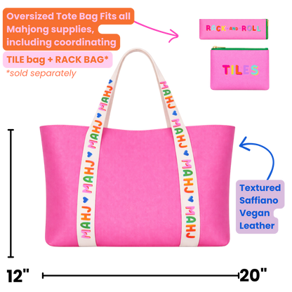 Mahjong Tote Bag Mahjong Tile Bag Leather | Pink