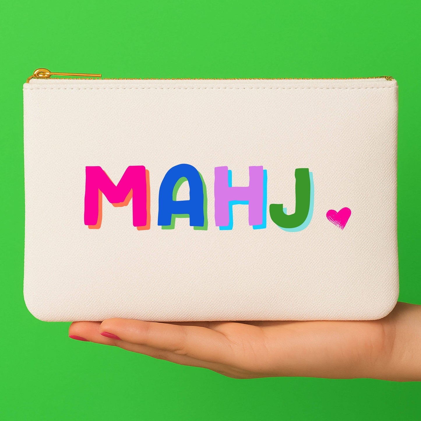 Pink Mahjong Bag | Canvas Mahjong bag w/ tile zipper