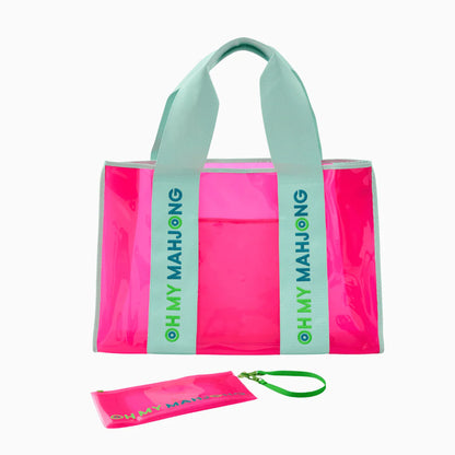 Beach Bag & Wristlet-- Tortoise & Pink